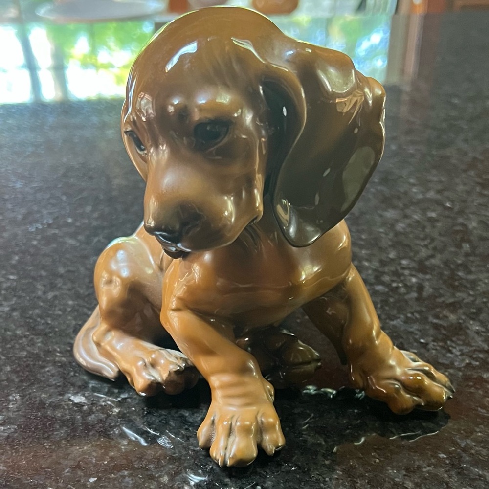 Beautiful porcelain dachshund doggie. Made in Germany and numbered